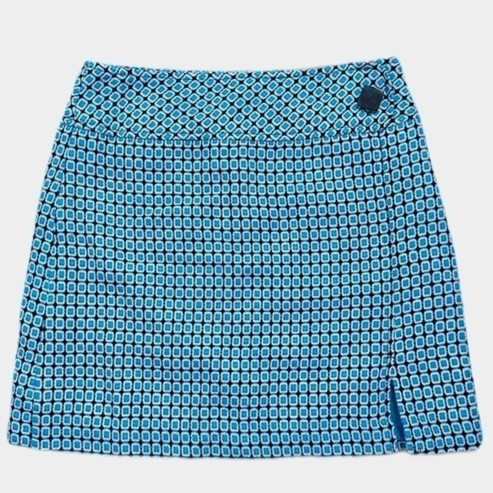 Kenar Teal &‎ Brown Tweed Geo Mini Skirt Sz 2